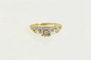 14K 1950's Vintage Diamond Three Stone Promise Ring Yellow Gold