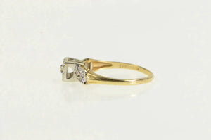 14K 1950's Vintage Diamond Three Stone Promise Ring Yellow Gold