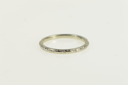18K 1.75mm Art Deco Flower Pattern Wedding Band Ring White Gold