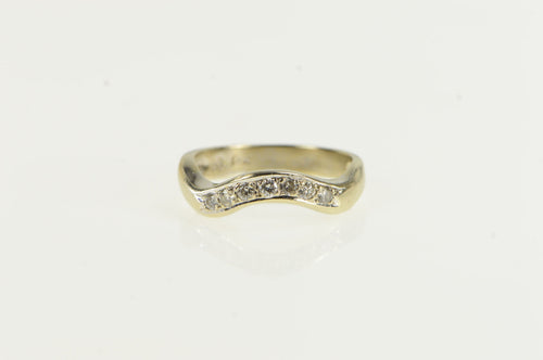 14K Wavy Diamond Curvy Wedding Band Ring Yellow Gold