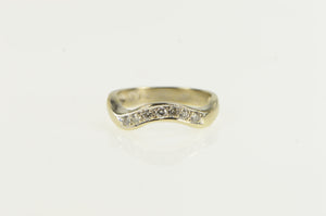 14K Wavy Diamond Curvy Wedding Band Ring Yellow Gold