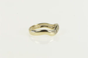 14K Wavy Diamond Curvy Wedding Band Ring Yellow Gold