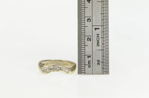 14K Wavy Diamond Curvy Wedding Band Ring Yellow Gold