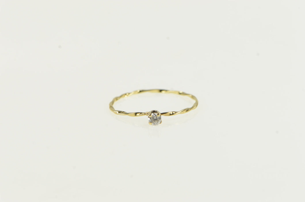 14K Diamond Solitaire Twist Band Promise Ring Yellow Gold