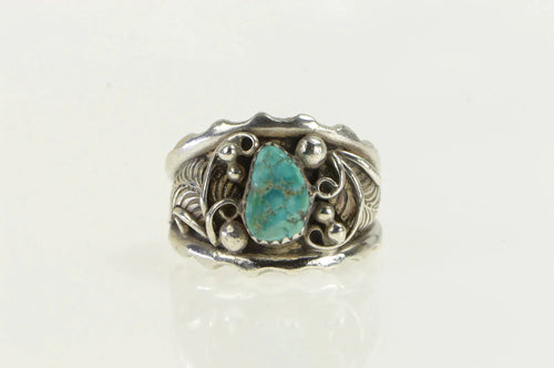 Sterling Silver Native American HY Navajo Turquoise Men's Ring