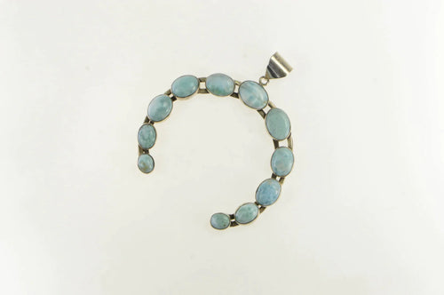 Sterling Silver Native American Larimar Horse Shoe Navajo Pendant