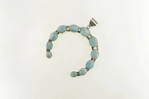 Sterling Silver Native American Larimar Horse Shoe Navajo Pendant