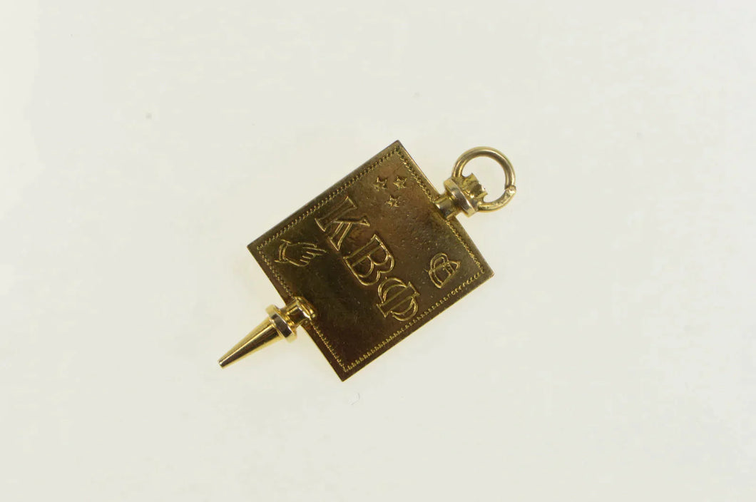 10K Kappa Beta Phi Engraved Fraternity Greek Charm/Pendant Yellow Gold