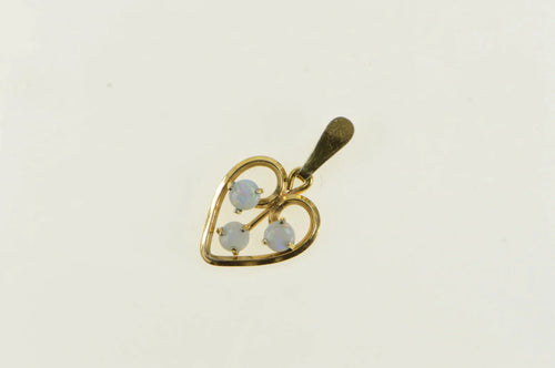 Gold Filled Natural Opal Heart Love Symbol Retro Vintage Pendant