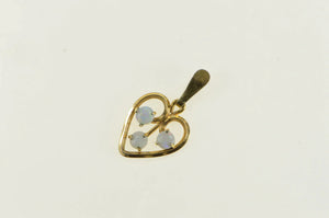 Gold Filled Natural Opal Heart Love Symbol Retro Vintage Pendant
