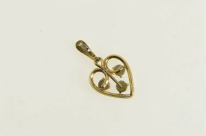 Gold Filled Natural Opal Heart Love Symbol Retro Vintage Pendant