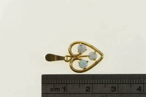 Gold Filled Natural Opal Heart Love Symbol Retro Vintage Pendant