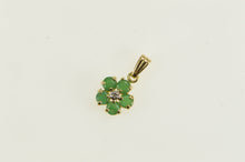 Load image into Gallery viewer, 14K Natural Emerald Flower Diamond Accent Pendant Yellow Gold