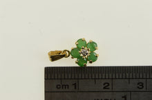 Load image into Gallery viewer, 14K Natural Emerald Flower Diamond Accent Pendant Yellow Gold