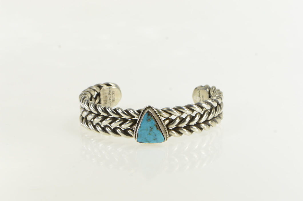 Sterling Silver Jerry N Platero Native American Turquoise Bracelet 6.5
