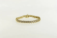Load image into Gallery viewer, 10K Vintage Diamond Cluster Link Classic Tennis Bracelet 6.5&quot; Yellow Gold