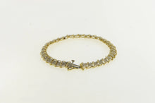 Load image into Gallery viewer, 10K Vintage Diamond Cluster Link Classic Tennis Bracelet 6.5&quot; Yellow Gold