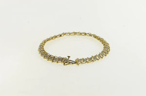 10K Vintage Diamond Cluster Link Classic Tennis Bracelet 6.5" Yellow Gold