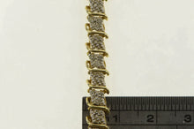 Load image into Gallery viewer, 10K Vintage Diamond Cluster Link Classic Tennis Bracelet 6.5&quot; Yellow Gold