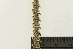 10K Vintage Diamond Cluster Link Classic Tennis Bracelet 6.5" Yellow Gold