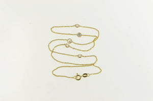 14K By the Yard Vintage Classic CZ Statement Chain Necklace 15" Yellow Gold