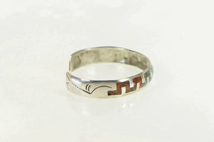 Sterling Silver Gilbert Ortega Southwestern Coral Turquoise Bracelet 6.5"
