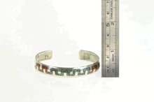 Load image into Gallery viewer, Sterling Silver Gilbert Ortega Southwestern Coral Turquoise Bracelet 6.5&quot;
