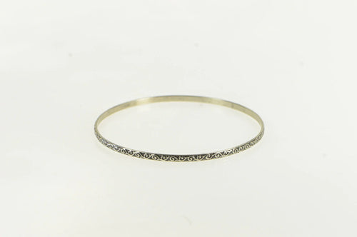 Sterling Silver 3.0mm Scroll Pattern Vintage Bangle Bracelet 7.5