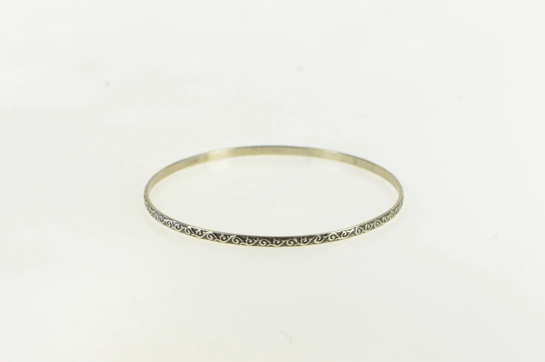 Sterling Silver 3.0mm Scroll Pattern Vintage Bangle Bracelet 7.5