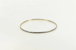 Sterling Silver 3.0mm Scroll Pattern Vintage Bangle Bracelet 7.5"