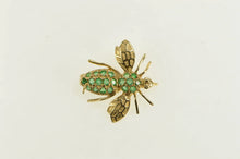 Load image into Gallery viewer, 14K Retro Bee Pave Emerald Fly Bug Pin/Brooch Yellow Gold