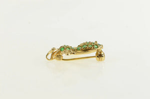 14K Retro Bee Pave Emerald Fly Bug Pin/Brooch Yellow Gold