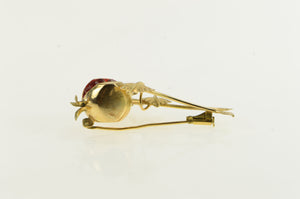 Gold Filled 1960's Retro Red Rhinestone Fig Symbolic Pin/Brooch