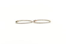 Load image into Gallery viewer, Sterling Silver Oval Classic Inside Outside Fashion Hoop CZ Earrings