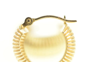 14K Retro Grooved 14.1mm Vintage Rounded Hoop Earrings Yellow Gold