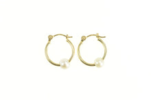 Load image into Gallery viewer, 14K Pearl Beaded 14.5mm Classic Statement Hoop Earrings Yellow Gold