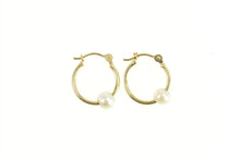 Load image into Gallery viewer, 14K Pearl Beaded 14.5mm Classic Statement Hoop Earrings Yellow Gold