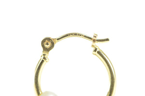 14K Pearl Beaded 14.5mm Classic Statement Hoop Earrings Yellow Gold