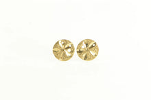 Load image into Gallery viewer, 14K Diamond Cut Sand Dollar Sea Shell Stud Earrings Yellow Gold