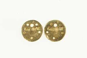 14K Diamond Cut Sand Dollar Sea Shell Stud Earrings Yellow Gold