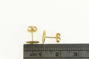 14K Diamond Cut Sand Dollar Sea Shell Stud Earrings Yellow Gold