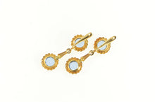 Load image into Gallery viewer, 18K 1940&#39;s Sim. Sapphire Ornate Floral Dangle Earrings Yellow Gold