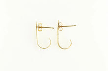 Load image into Gallery viewer, 14K Curved Leaf Feather Vintage Semi Hoop Earrings Yellow Gold