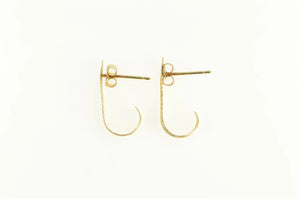 14K Curved Leaf Feather Vintage Semi Hoop Earrings Yellow Gold