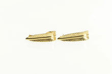 Load image into Gallery viewer, 14K Curved Leaf Feather Vintage Semi Hoop Earrings Yellow Gold
