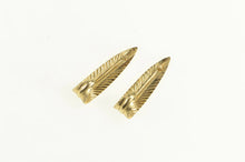 Load image into Gallery viewer, 14K Curved Leaf Feather Vintage Semi Hoop Earrings Yellow Gold