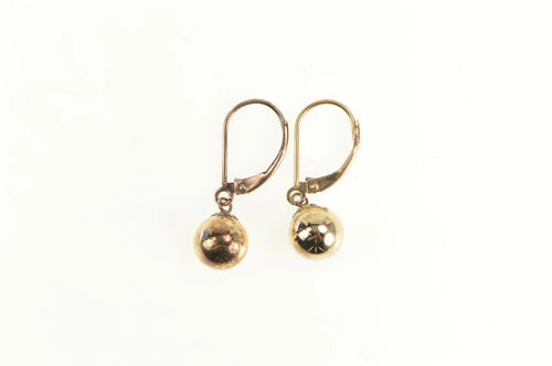14K 7.9mm Ball Dangle Sphere Vintage Classic Earrings Yellow Gold