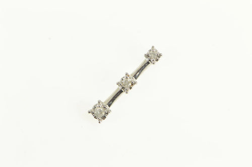 10K Classic Tiered Diamond Bar Journey Symbol Pendant White Gold