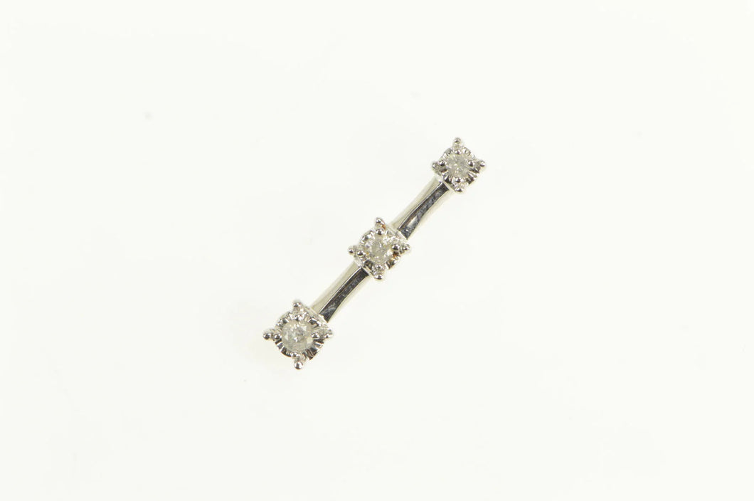 10K Classic Tiered Diamond Bar Journey Symbol Pendant White Gold