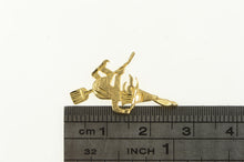 Load image into Gallery viewer, 14K Diamond Cut Witch Riding Broom Stick Charm/Pendant Yellow Gold